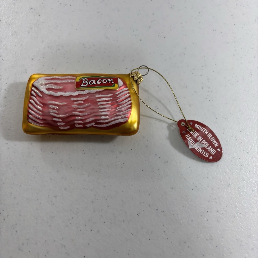 Sur La Table Bacon Glass Christmas Ornament Poland Holiday Food Chef Cook